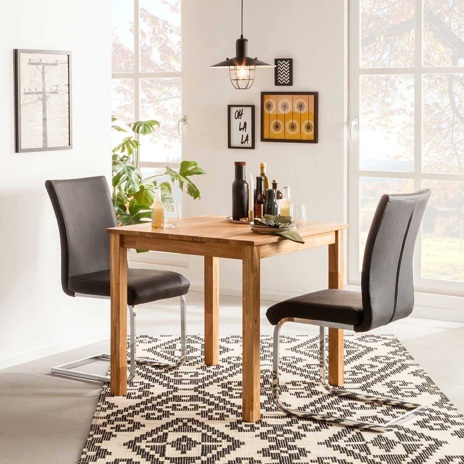 NordicStory Mesa de comedor de madera maciza de roble Lemsiwood